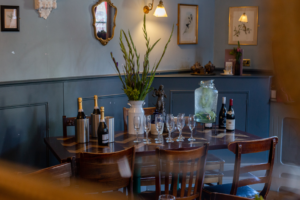 Wine on a table in the function room at the broadfield perfect for parties and celebrations