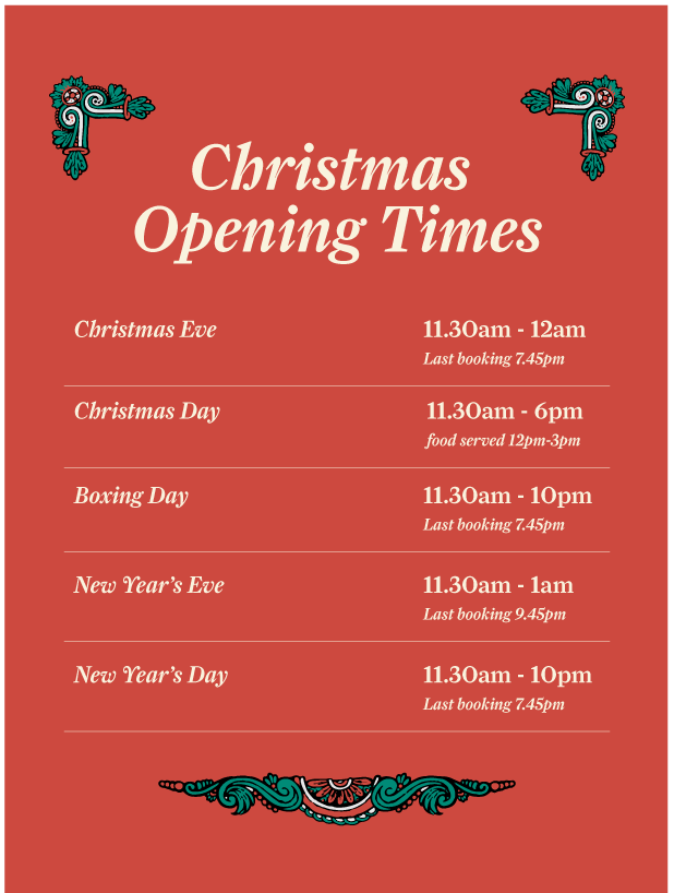 BF Christmas Opening Times